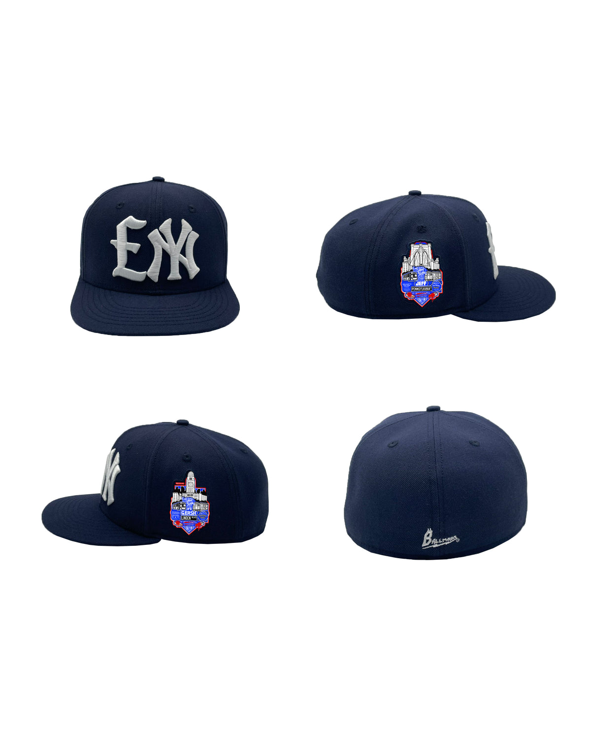 East New York Brooklyn fitted hat shown from front, both sides, and back